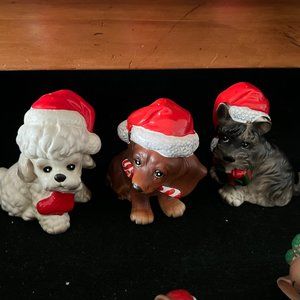 3 Vintage Josef Originals Christmas Dogs